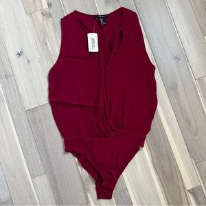 burgundy bodysuit strap detailing